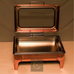 gold rectangular cheffing dish
